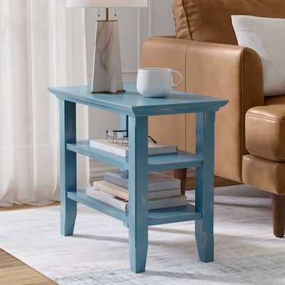 WYNDENHALL Normandy 14 inch Wide Solid Wood Transitional Narrow Side Table - 14"W x 24"D x 20"H