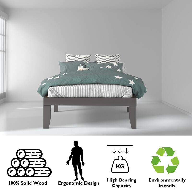 Gymax 14'' Twin Size Wooden Platform Bed Frame w/ Strong Slat Support