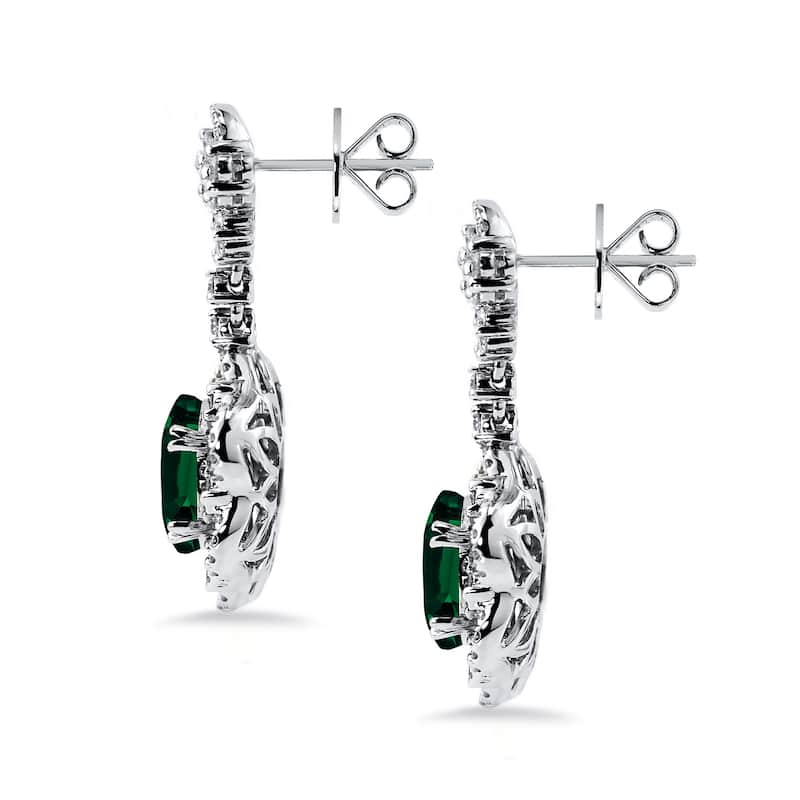 Auriya 4 9/10ct Fancy Oval-cut Emerald Halo Diamond Drop Earrings 1 7/8ctw 18k Gold
