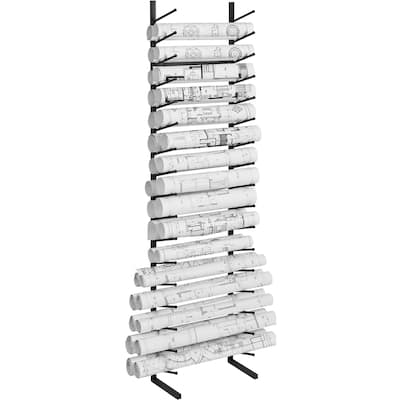 Blueprint Storage Rack, Hanging Poster Display Rack 16-Tier, Vertical Blueprint Roll File Holder 2 Rolls/tire
