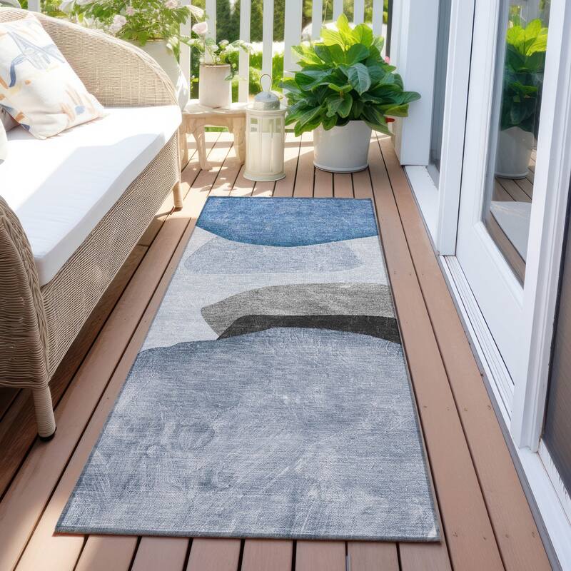 Almira Artistic Abstract Weather Resistant Timeless Fusion Outdoor Rug