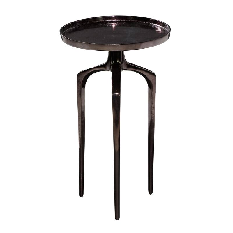 Sleek Aluminum Metal Tray Inspired Accent Table with 3 Tripod Legs - Black, Gold, Silver