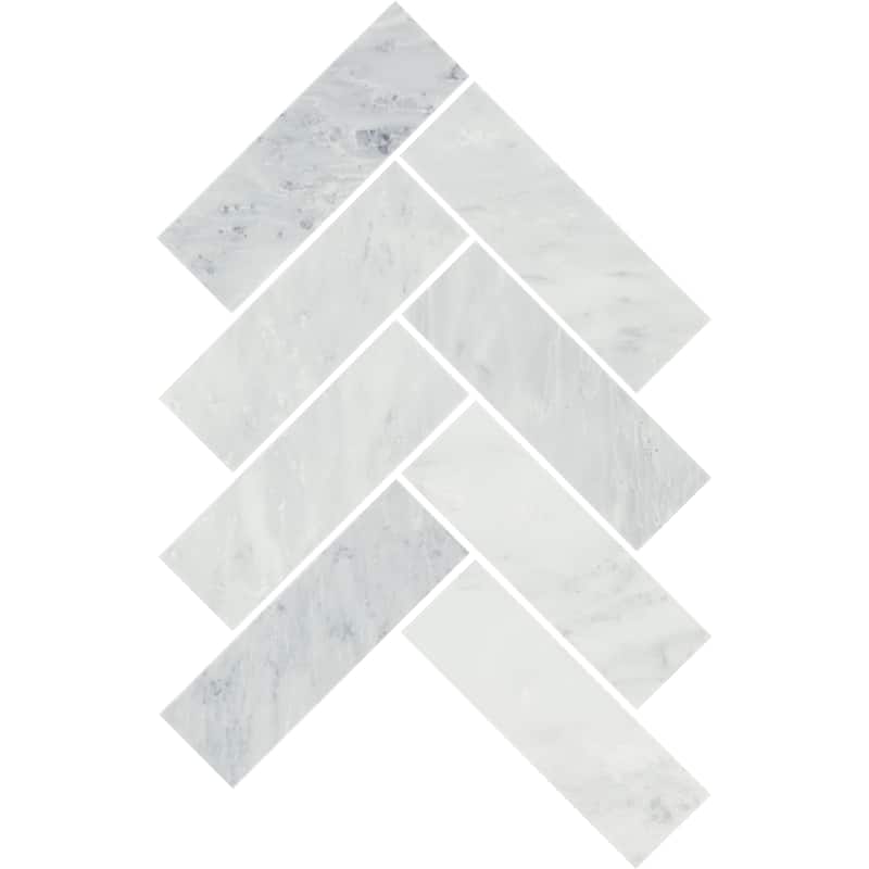 Daltile Gamma 2" x 6" Natural Stone Herringbone Wall and Floor Mosaic Tile (Set of 10) - White