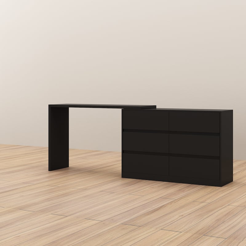 Kerrogee Rotating Dresser and Desk 6 Drawer Dresser Makeup Vanity