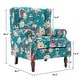 preview thumbnail 80 of 85, 2 Set Transitional Patterned Wingback Accent Chairs with NailHead