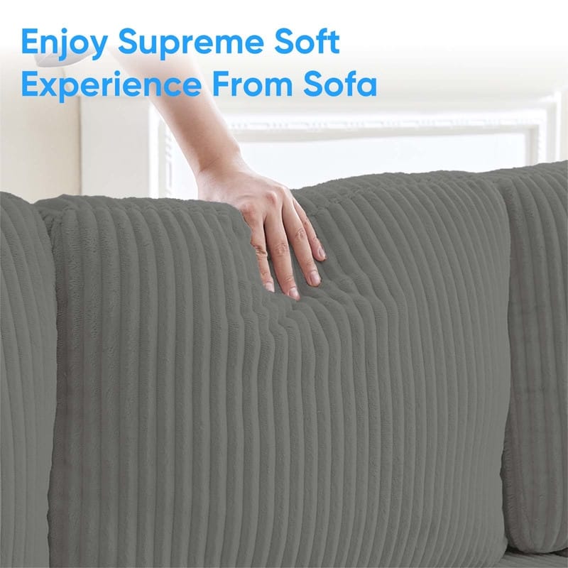 Mixoy W110"U-Shaped Sectional Sofa Couches with Double Chaises and Sleepable Armrests,Corduroy Upholstered 4-Seater Sofa