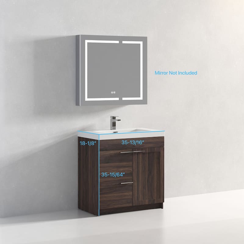 Blossom Hanover 36 Inch Bathroom Vanity with Topmount Acrylic Sink
