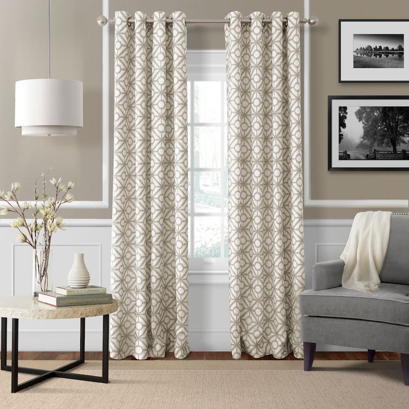 Elrene Crackle Grommet Top Curtain Panel - 52" W X 95" L - Linen
