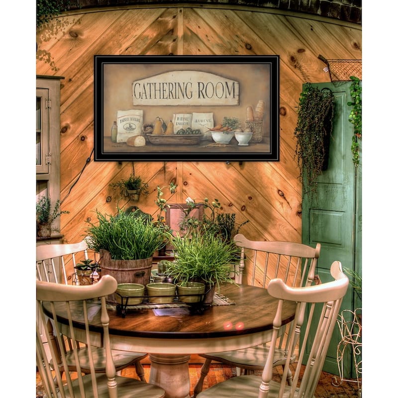 TrendyDecor4U Farmhouse "Gathering Room" Framed Print Wall Art by Pam Britton - Earthtone