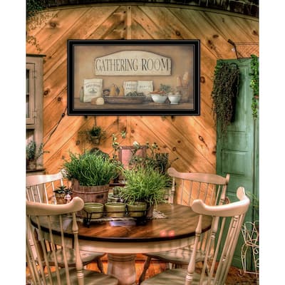 TrendyDecor4U Farmhouse "Gathering Room" Framed Print Wall Art by Pam Britton - Earthtone