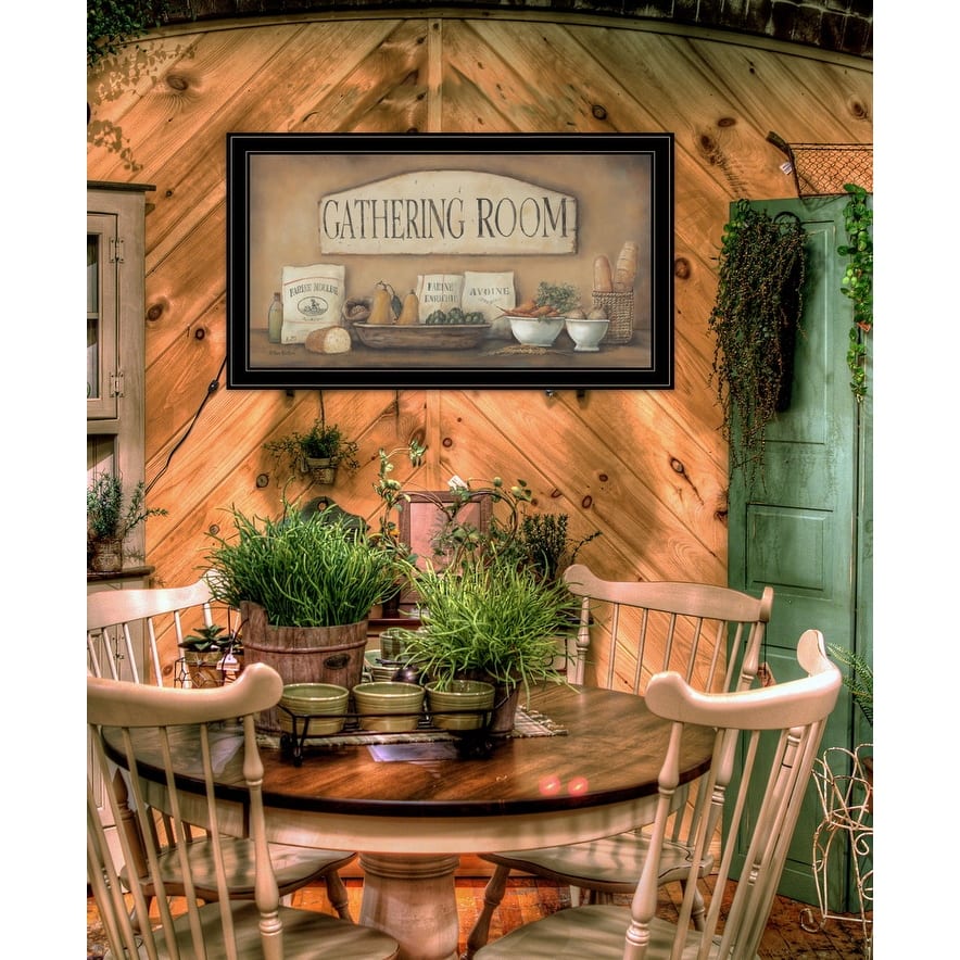 TrendyDecor4U Farmhouse "Gathering Room" Framed Print Wall Art by Pam Britton - Earthtone
