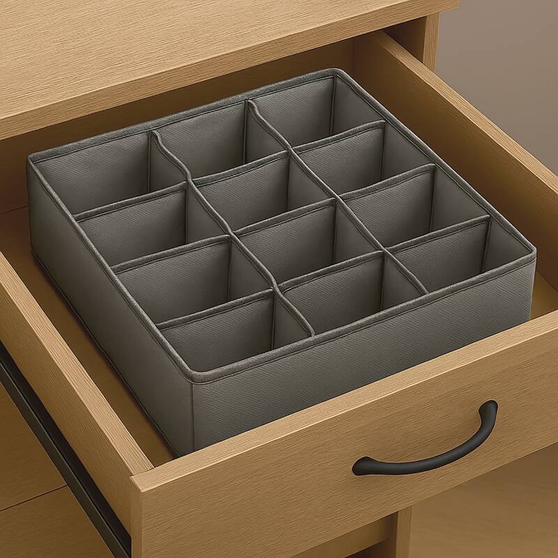 Grey Foldable Drawer Dresser Organizer Storage Bin - 12"x12"x4" - 12" x 12" x 4" - Grey - 12" x 12" x 4"