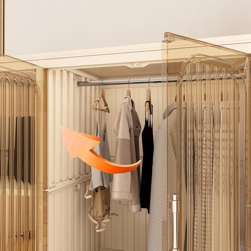 Portable Baby Wardrobe Closet Storage Organizer - 12 Magnetic Doors, 12 Cubes & 1 Hanging Rod, Includes 6 Hangers