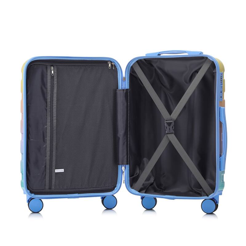 14In 20In 2 pcs in PC Spinner Wheel Luggage, Carry on Suitcase, With Gradient Color and Combination Lock