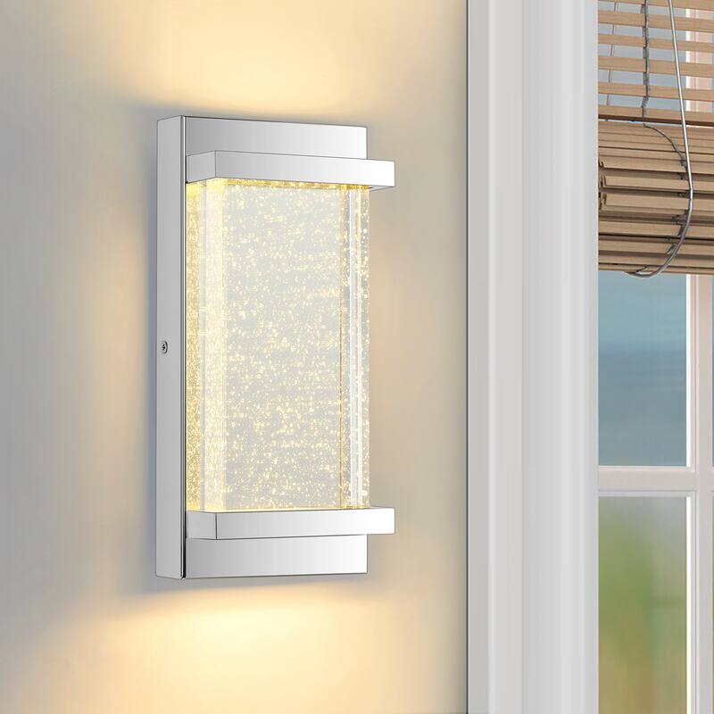 1 - Light Dimmable Black Corner Wall Light, Sparkly Rectangular Sconce, 4000K Neutral White