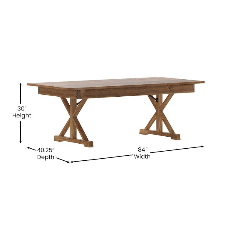 Flash Furniture FFIF37705 Kira 84" Wide Pine Wood Dining Table with X