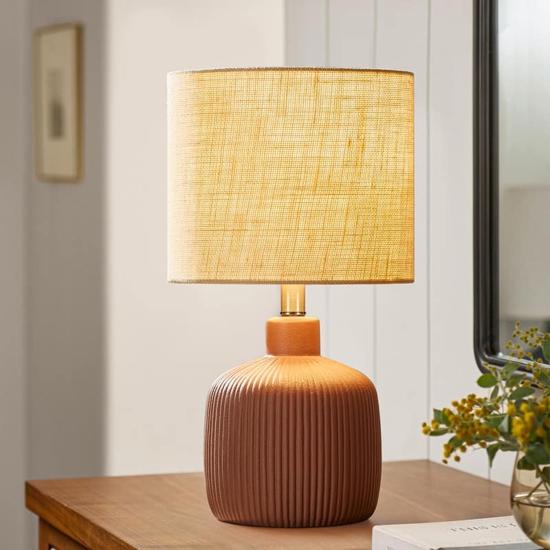 KAWOTI Fluted Ceramic Table Lamp (H18.25" x W10" x D10")