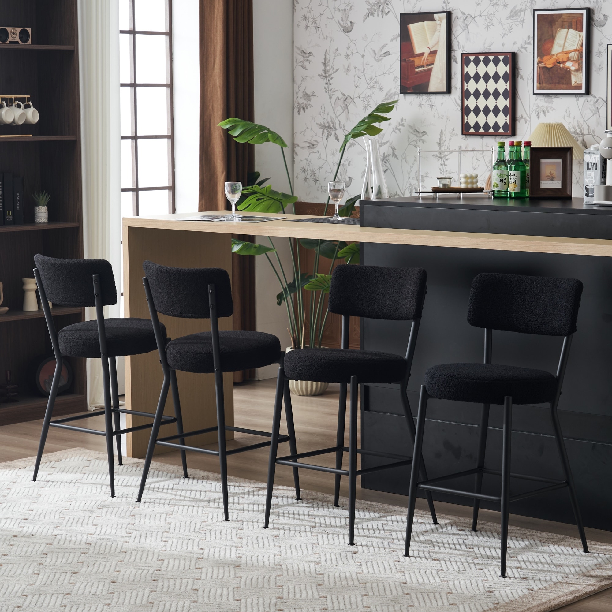 Round black bar sale stools