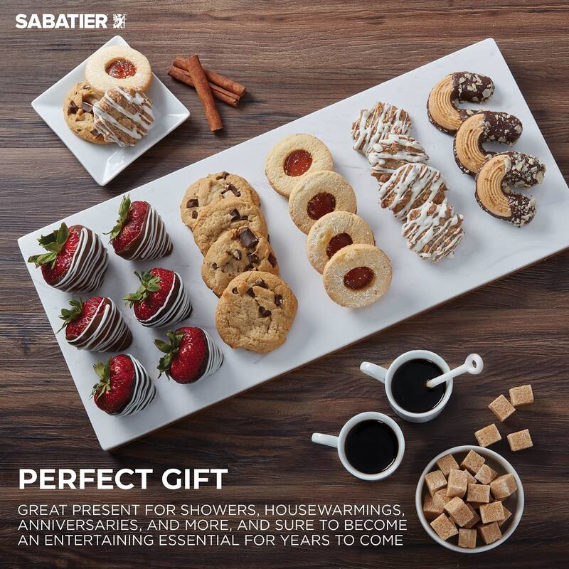 Sabatier Prep and Serve Cutting Board, Acacia/White Stone, 8x18 inch