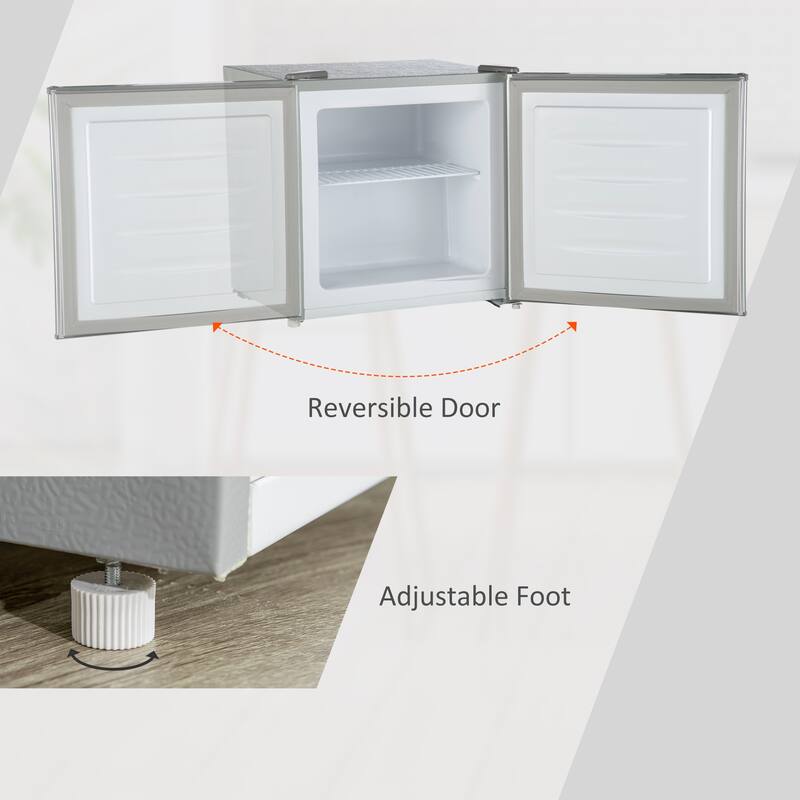 HOMCOM Mini Freezer Countertop, 1.1 Cu.Ft Compact Upright Freezer with Removable Shelves, Reversible Door for Home