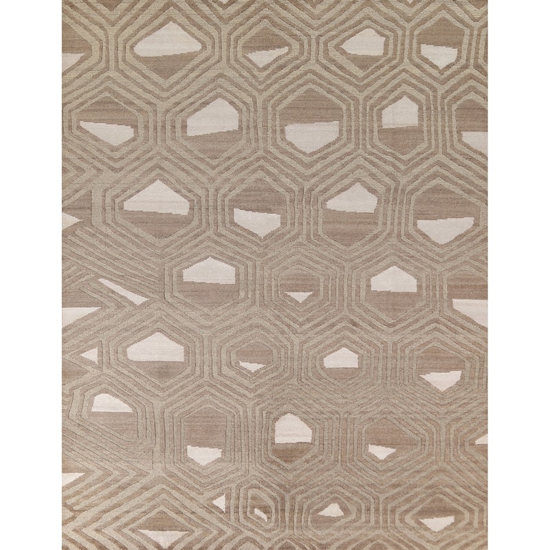 All-Over Modern Area Rug Handmade Wool Carpet - 8'1"x 9'8"
