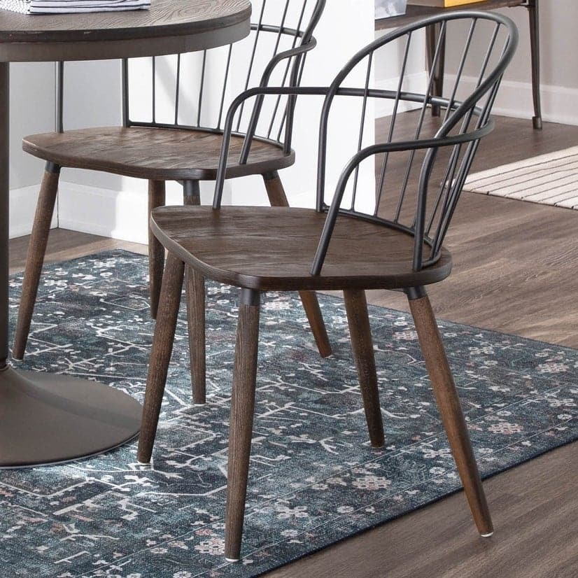 Carbon Loft Ellul Industrial Chair in Dark Walnut Wood and Black Metal