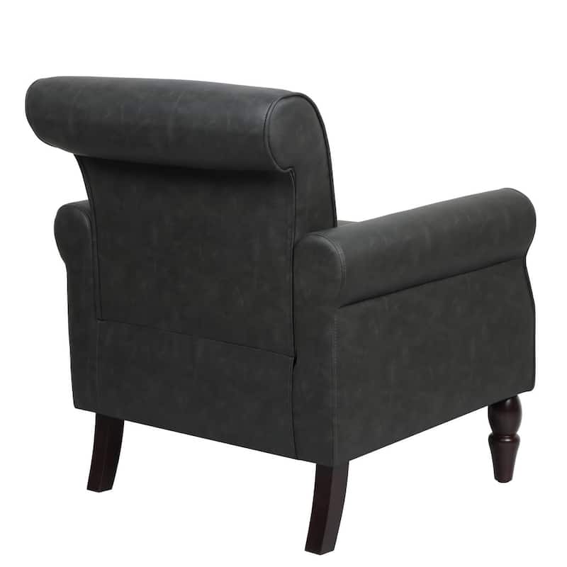 Nailheads Accent Chair Faux Leather Armchair