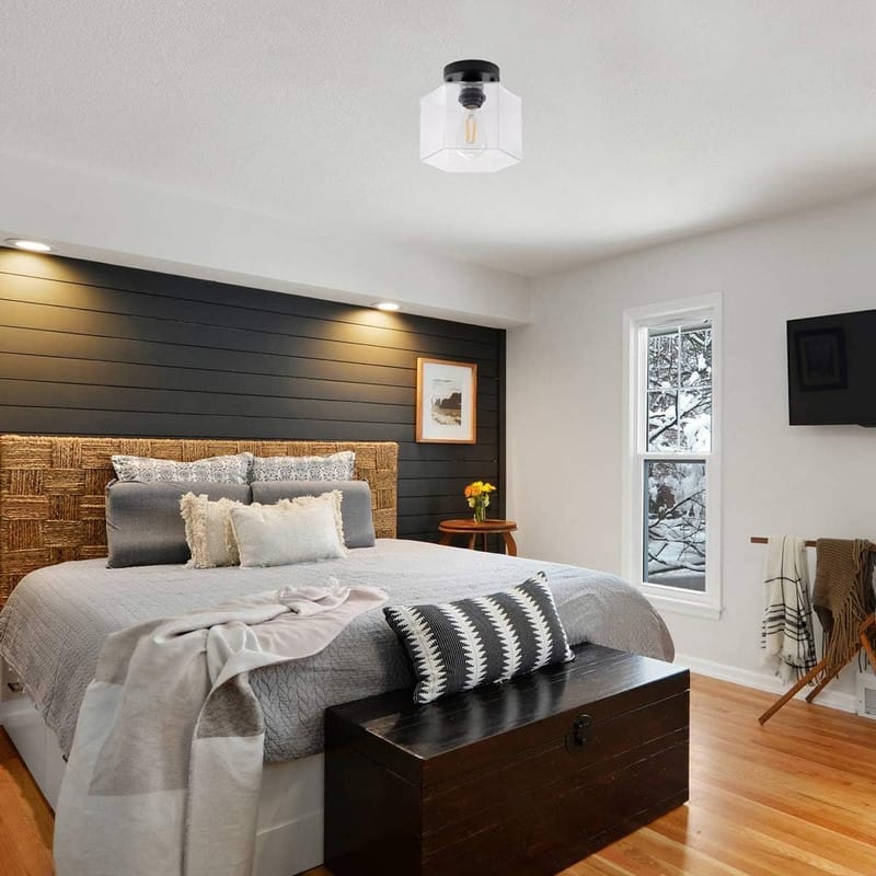 2 Pack led light clear glass, black light fixture glass, metal ceiling light - N/A