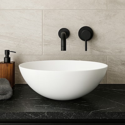 Nuvella Matte White Solid Surface Round Vessel Sink