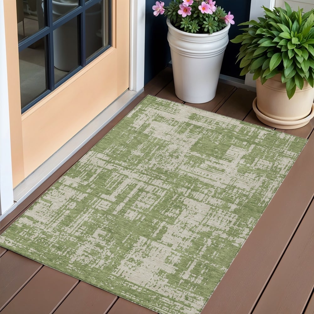 HomeRoots Abstract Transitional Rectangle Outdoor Rug