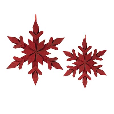Wood Snowflake Christmas Ornaments - 18" - Set of 4