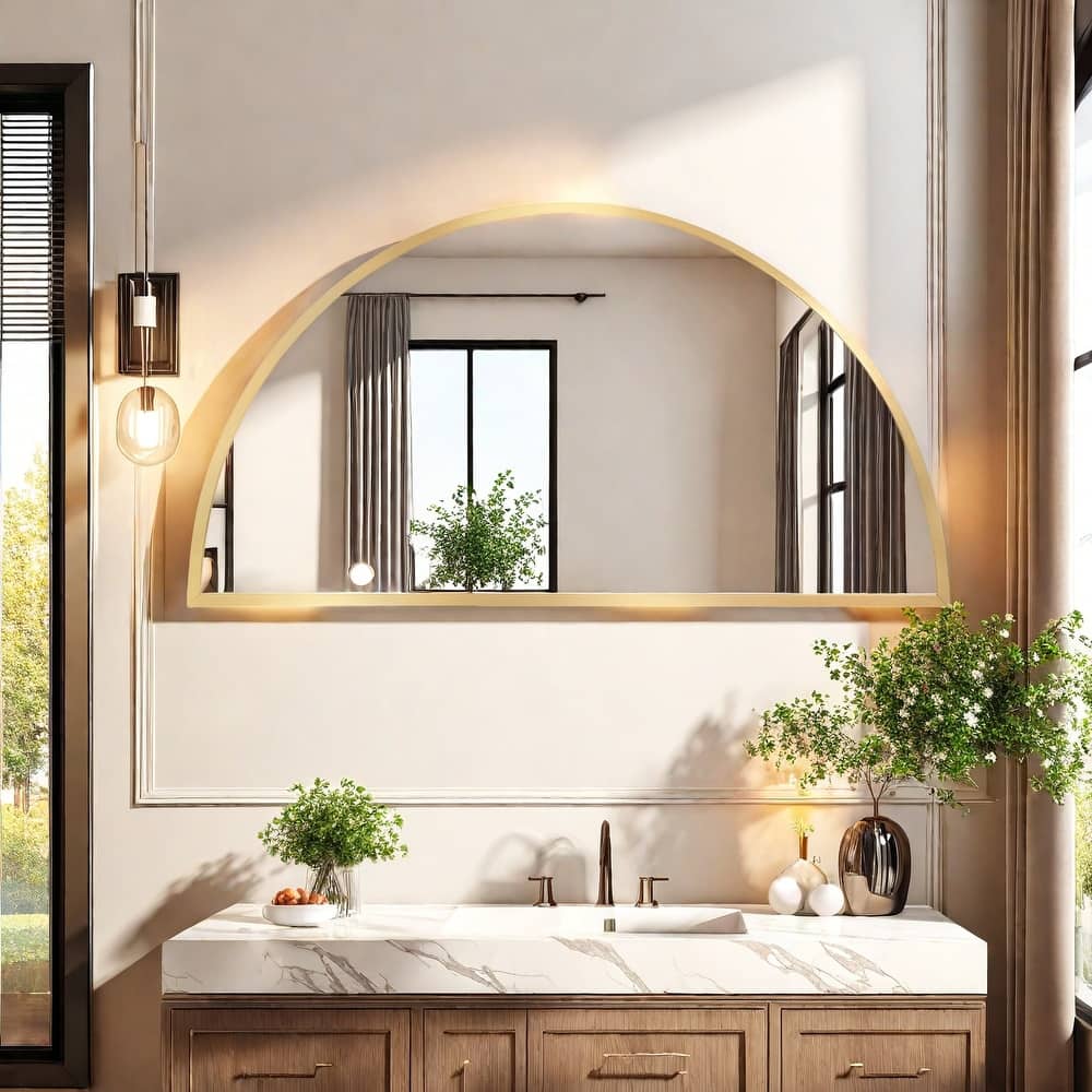 Half Moon Aluminum Alloy Framed Arched Wall Mirror