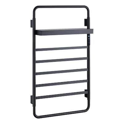 Heated Towel Rack Wall Mounted 5-Bar Towel Warmer Rack with Storage Rack with Timer Plug-in/Hardwired