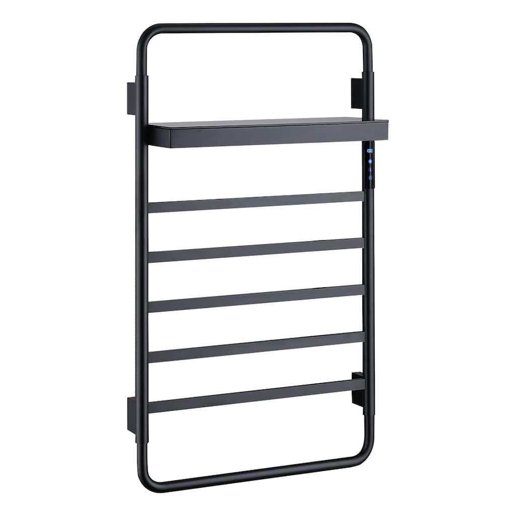 Heated Towel Rack Wall Mounted 5-Bar Towel Warmer Rack with Storage Rack with Timer Plug-in/Hardwired