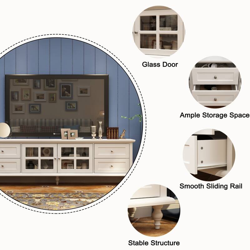 Cabinet Set with Tempered GlassStorage & TV Stand Combo Organization - SideCabinet+TVStand