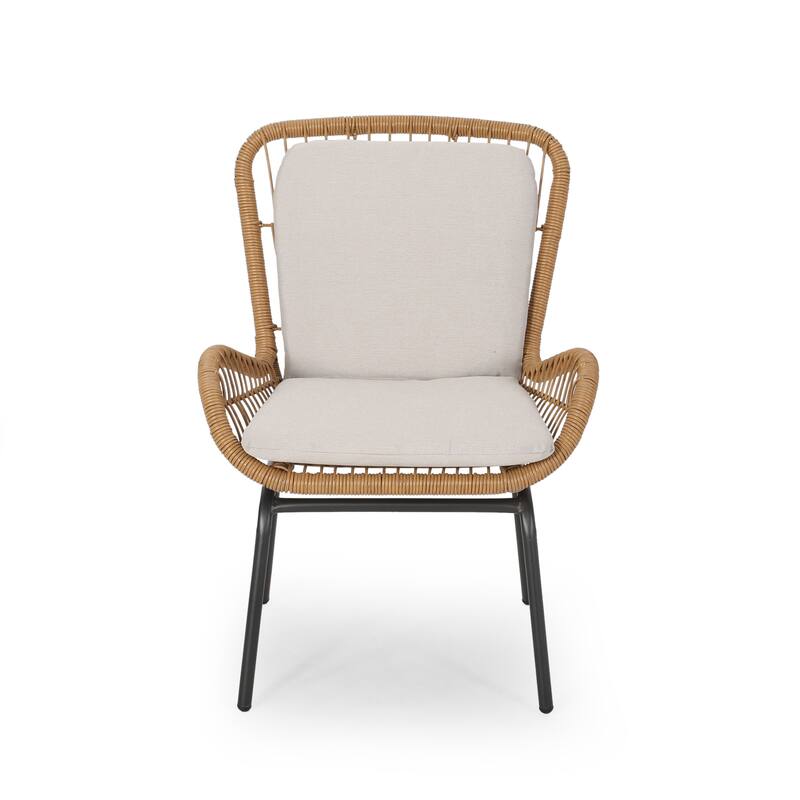 Wicker Club Chairs Set of 2, Patio Chair with Cushions, Metal Legs