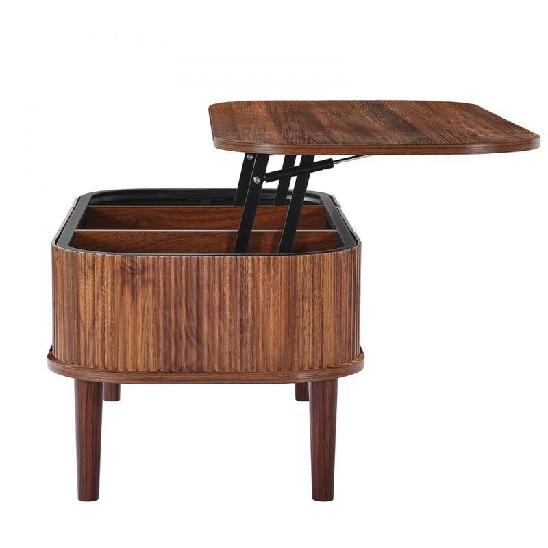 Mid-Century Lift-Top Coffee Table with Storage Compartments - 39.4 x 19 x 16 in