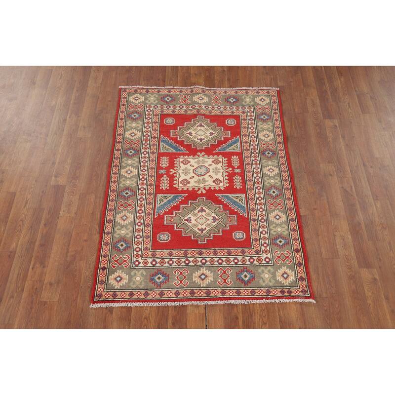 Kazak Foyer Rug Handmade Entryway Wool Carpet - 3'5" x 4'8"
