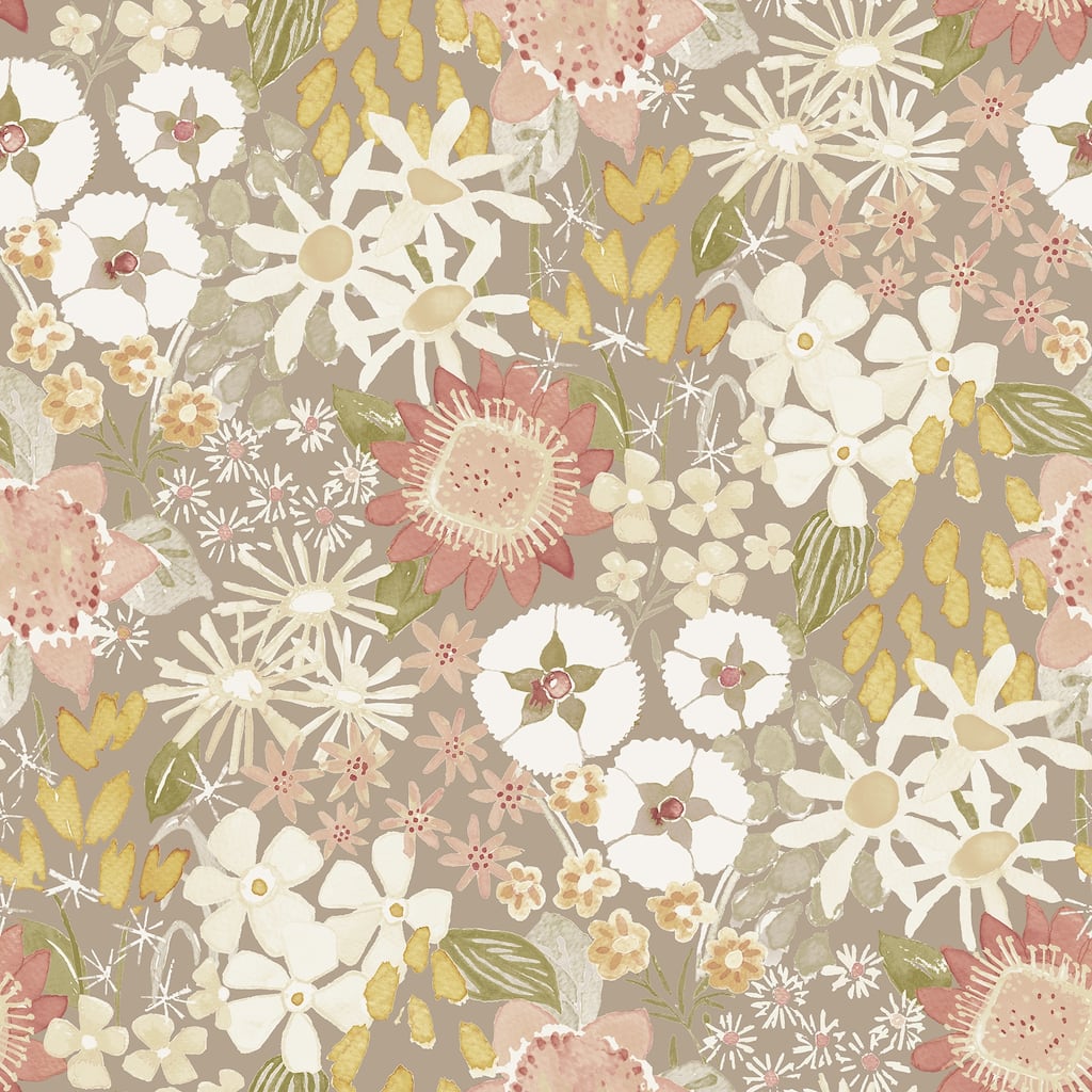 A-Street Prints Karina Neutral Wildflower Garden Wallpaper