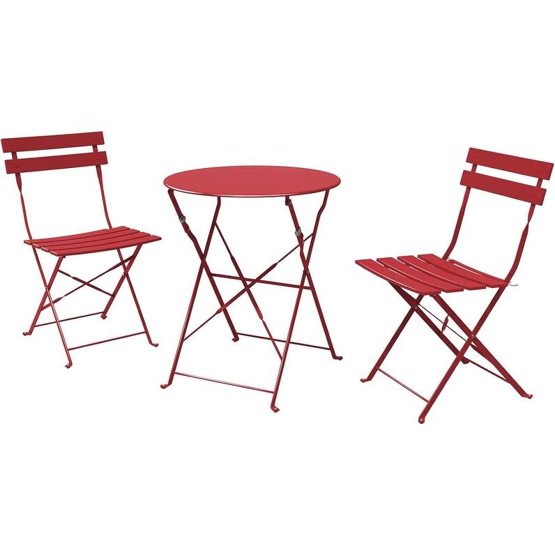 3-Piece Bistro Set Folding Outdoor Furniture Sets with Premium Steel Frame Portable Design for Bistro & Balcony