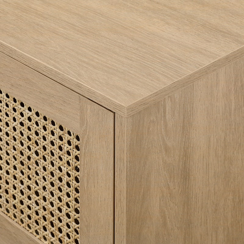 Middlebrook Designs Scandi Faux Rattan-Door TV Stand