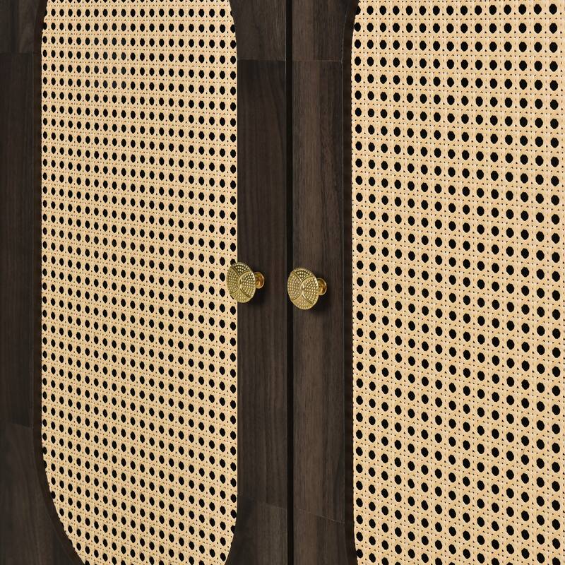 Oval Rattan Doors Sideboard with Adjustable Shelves
