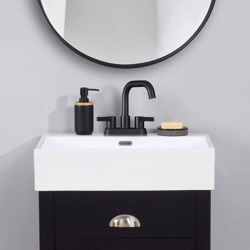 Modern 2 Handle 360° Swivel Bathroom Sink Faucet with Pop Up Drain and Water Supply Line, Anti Fingerprint, Anti Rust