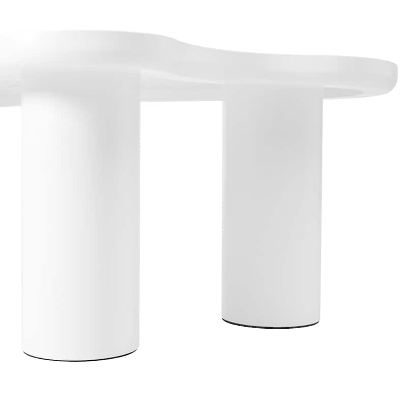 44" Modern Cloud Coffee Table with 1.5" Thick Tabletop, 3 Sturdy Legs and Round Edge