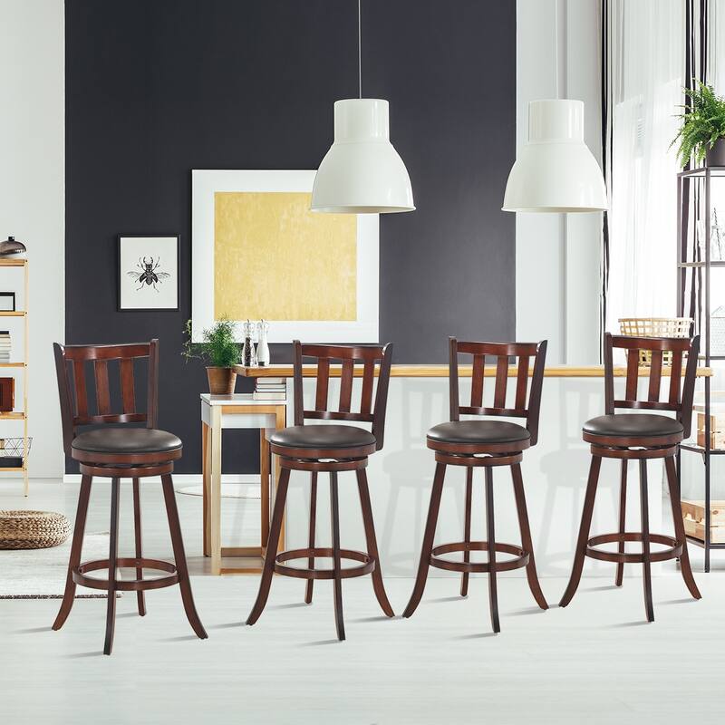 Costway Set of 4 29.5'' Swivel Bar stool Leather Padded Dining Kitchen