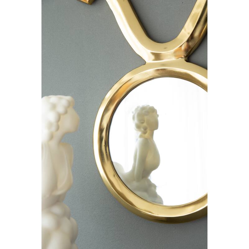 12.5" x 16" Modern Gold Round Mirror with Aluminum Frame, Wall Decor for Entryway Living Room Hallway