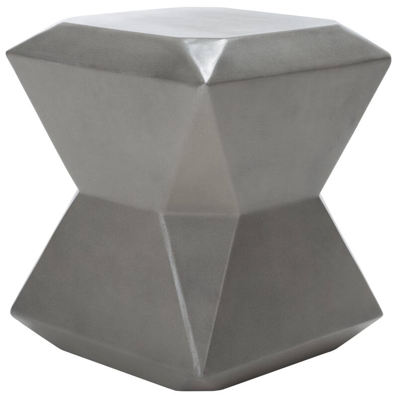 SAFAVIEH Outdoor Swaantje Concrete Accent Stool - 14.96" W x 14.96" L x 18.11" H - 15Wx15Dx18H