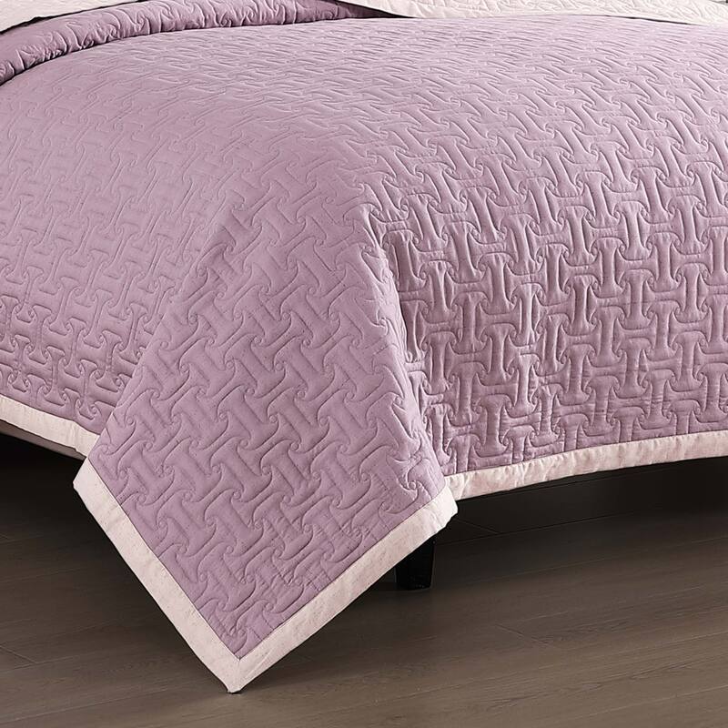 Bebejan 100% Cotton Sateen 3 Piece Textured Quilted Coverlet Set