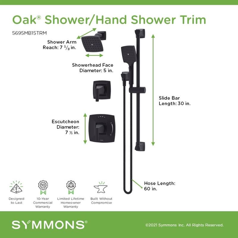Symmons 569515TRM Oak Shower Only Trim Package with 1.5 GPM Single