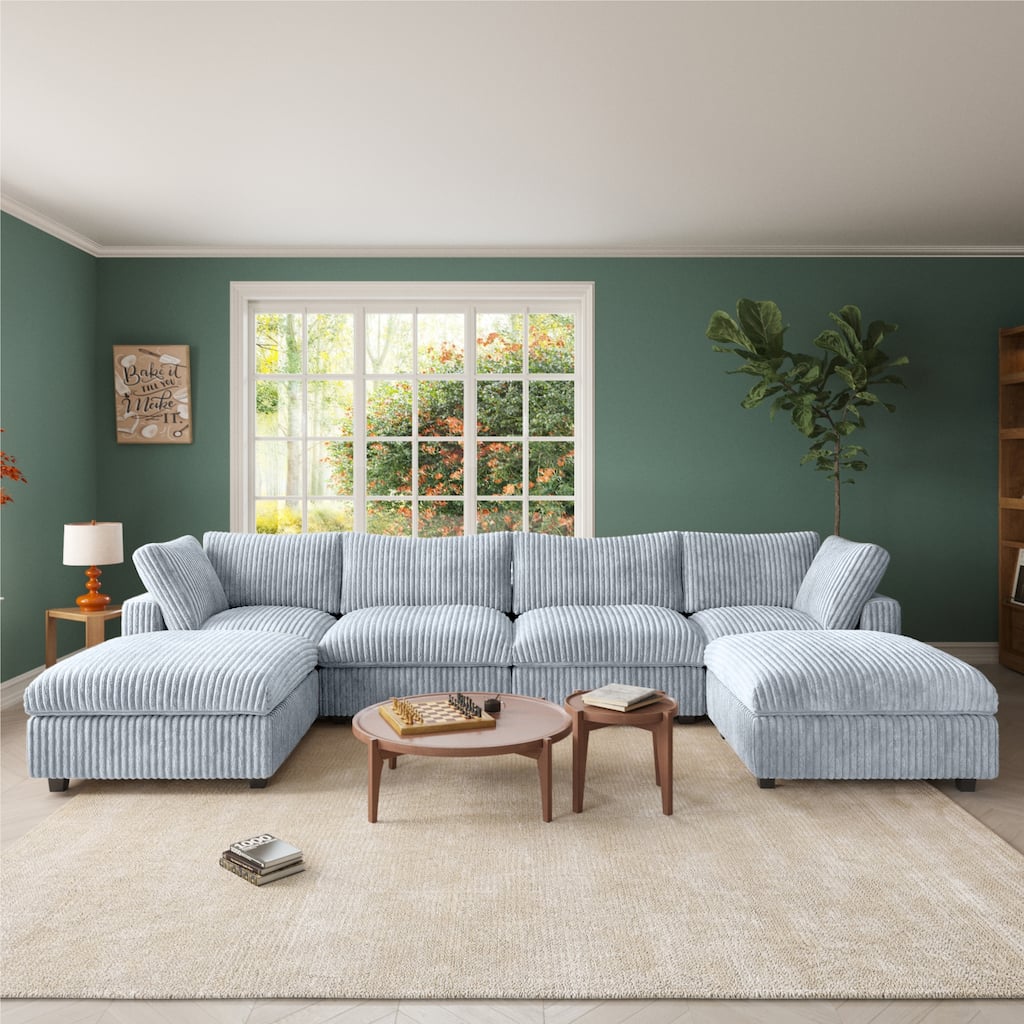 157.48" Modular Sectional Sofa Couch, Modern Deep Seat Sleeper Sofa for Living Room